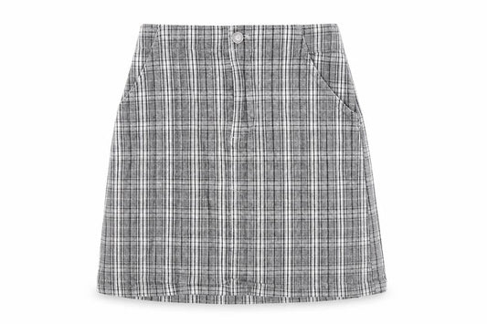 Hollister Womens Grey Plaid Cotton A-Line Skirt Size XS Zip
