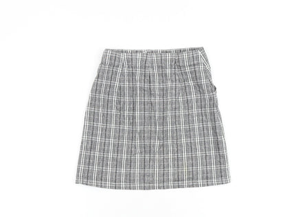 Hollister Womens Grey Plaid Cotton A-Line Skirt Size XS Zip