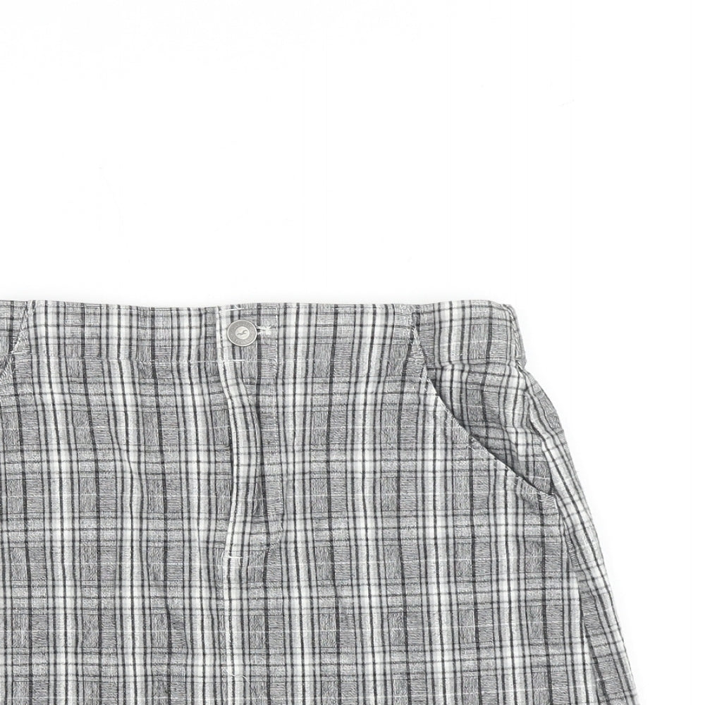 Hollister Womens Grey Plaid Cotton A-Line Skirt Size XS Zip