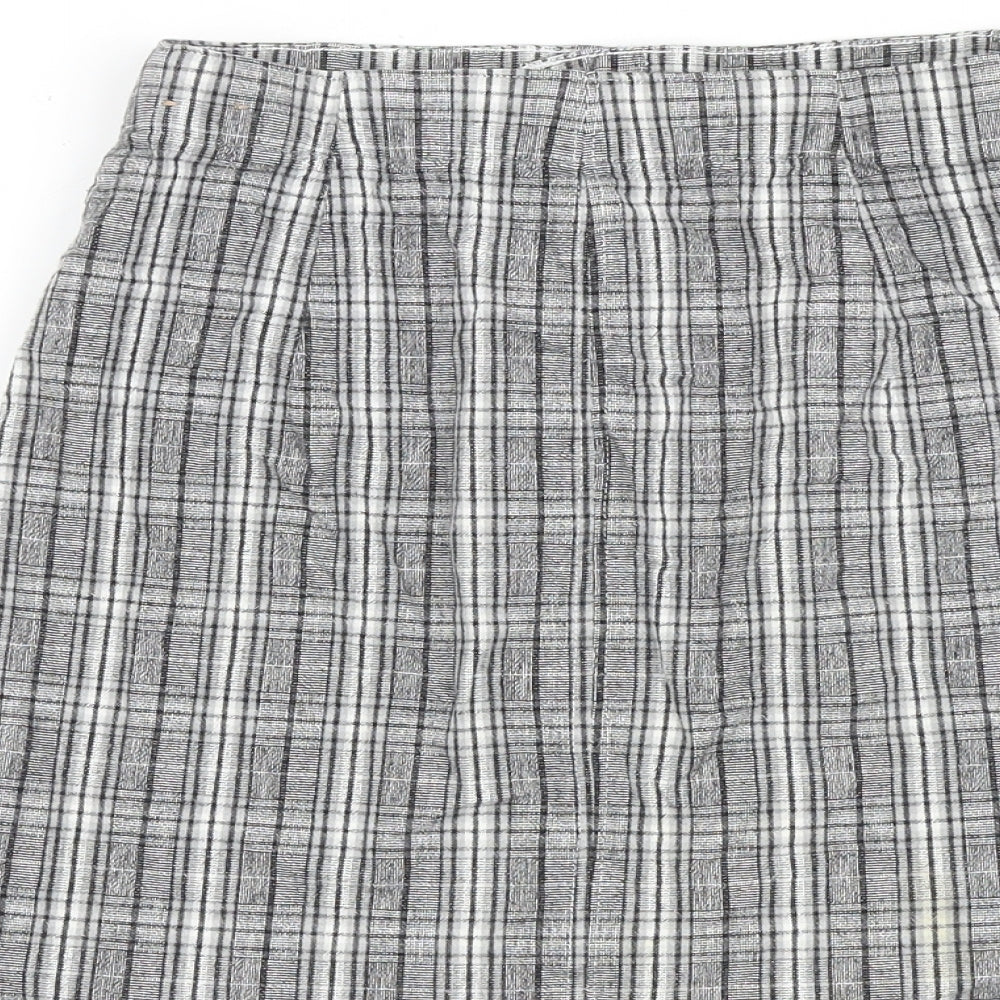 Hollister Womens Grey Plaid Cotton A-Line Skirt Size XS Zip