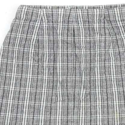 Hollister Womens Grey Plaid Cotton A-Line Skirt Size XS Zip