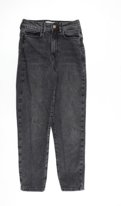 NEXT Womens Grey Cotton Tapered Jeans Size 8 L27 in Regular Zip