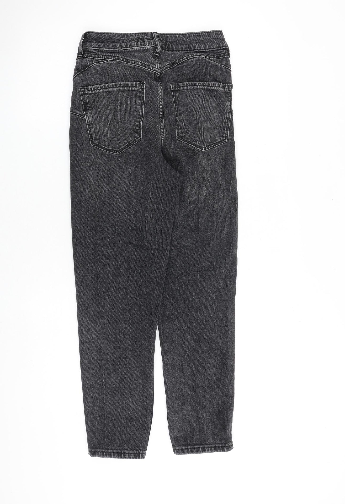 NEXT Womens Grey Cotton Tapered Jeans Size 8 L27 in Regular Zip