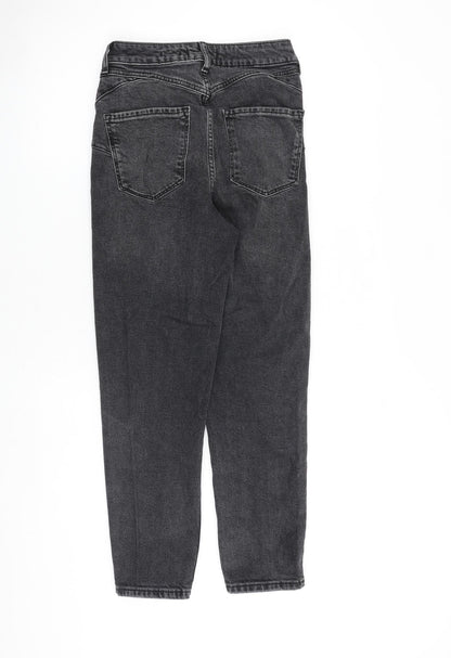 NEXT Womens Grey Cotton Tapered Jeans Size 8 L27 in Regular Zip