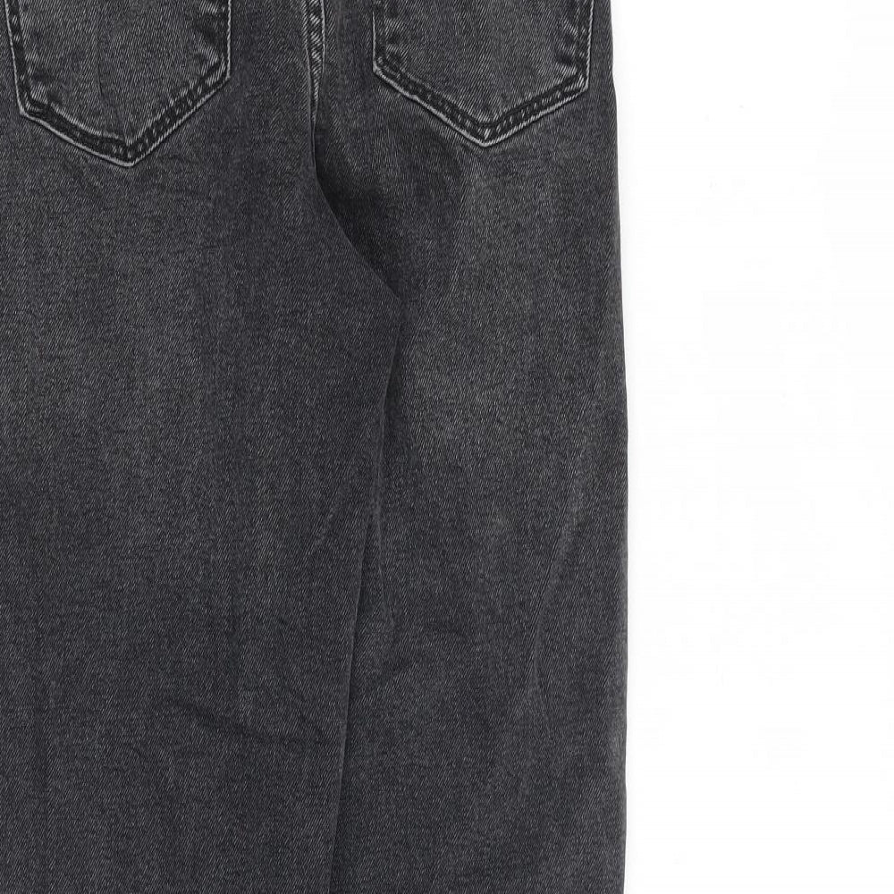 NEXT Womens Grey Cotton Tapered Jeans Size 8 L27 in Regular Zip