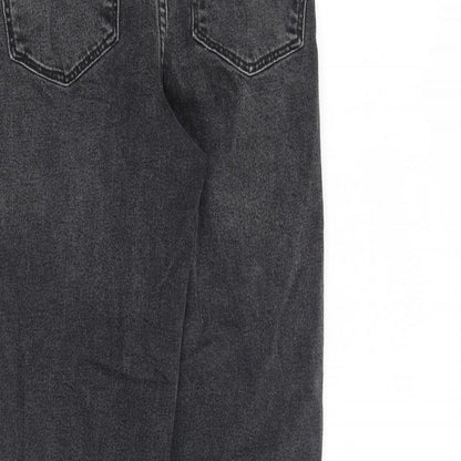 NEXT Womens Grey Cotton Tapered Jeans Size 8 L27 in Regular Zip
