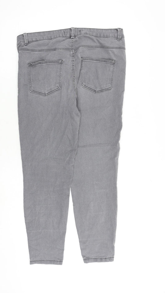 Denim & Co. Womens Grey Cotton Skinny Jeans Size 14 L26 in Regular Zip