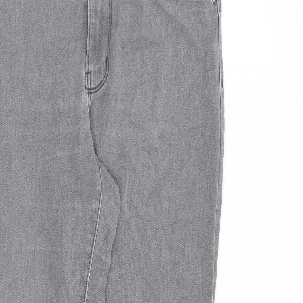 Denim & Co. Womens Grey Cotton Skinny Jeans Size 14 L26 in Regular Zip