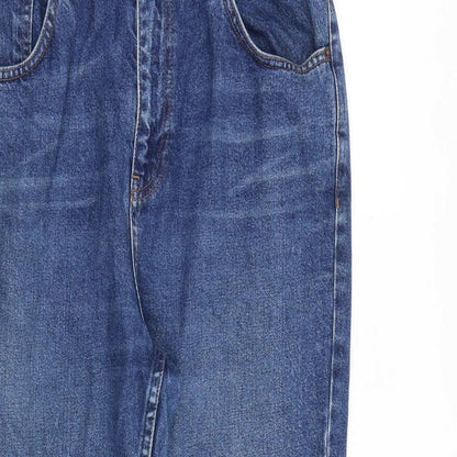 Topshop Womens Blue Cotton Tapered Jeans Size 32 in L32 in Regular Zip