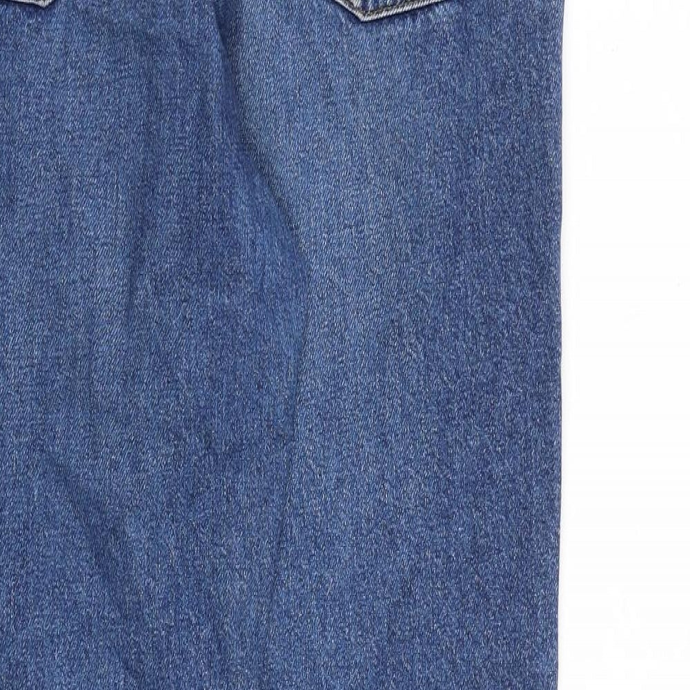 Topshop Womens Blue Cotton Tapered Jeans Size 32 in L32 in Regular Zip