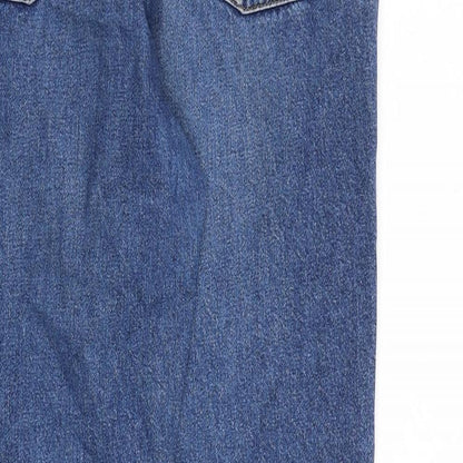 Topshop Womens Blue Cotton Tapered Jeans Size 32 in L32 in Regular Zip
