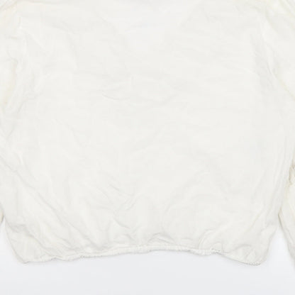 Glamorous Womens Ivory Viscose Basic Blouse Size S V-Neck - Crochet Detail