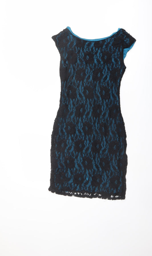 Miss Selfridge Womens Black Nylon Shift Size 12 Round Neck Pullover