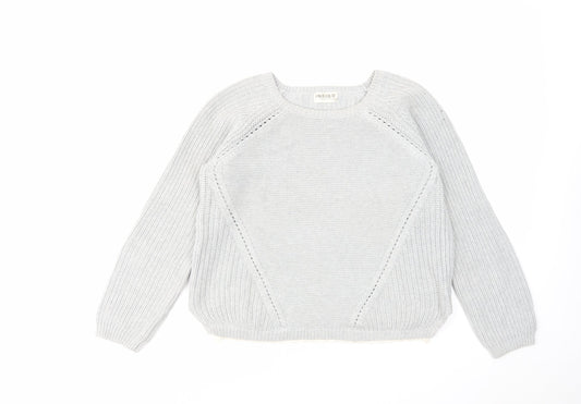 Indigo Womens Grey Round Neck Cotton Pullover Jumper Size 14