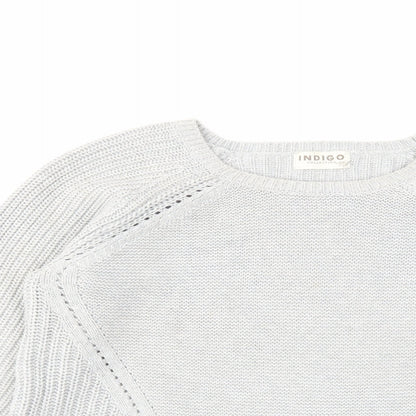 Indigo Womens Grey Round Neck Cotton Pullover Jumper Size 14