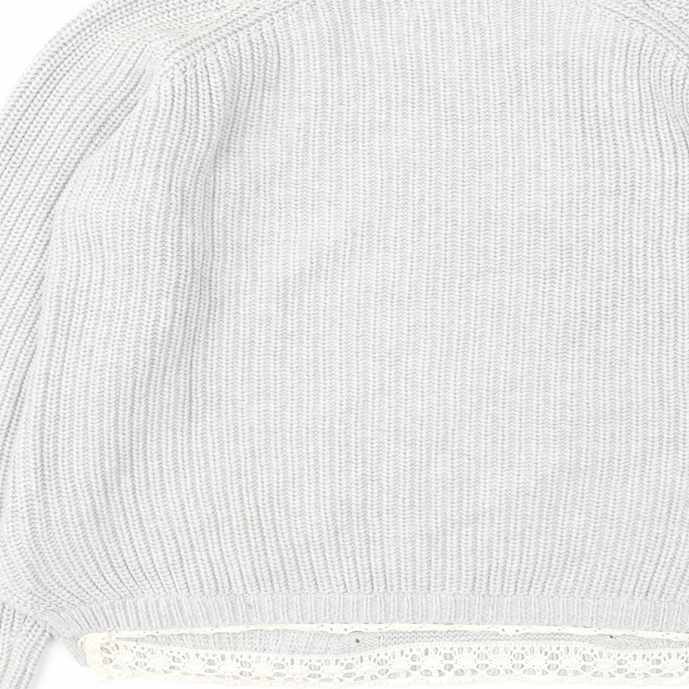 Indigo Womens Grey Round Neck Cotton Pullover Jumper Size 14