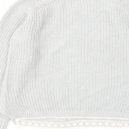 Indigo Womens Grey Round Neck Cotton Pullover Jumper Size 14