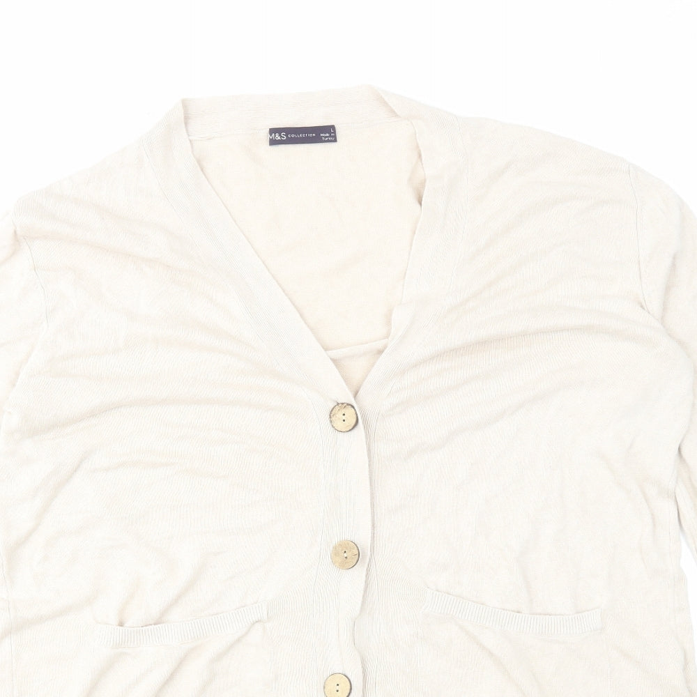 Womens UK Size L Marks and Spencer Beige Cardigan Jumper