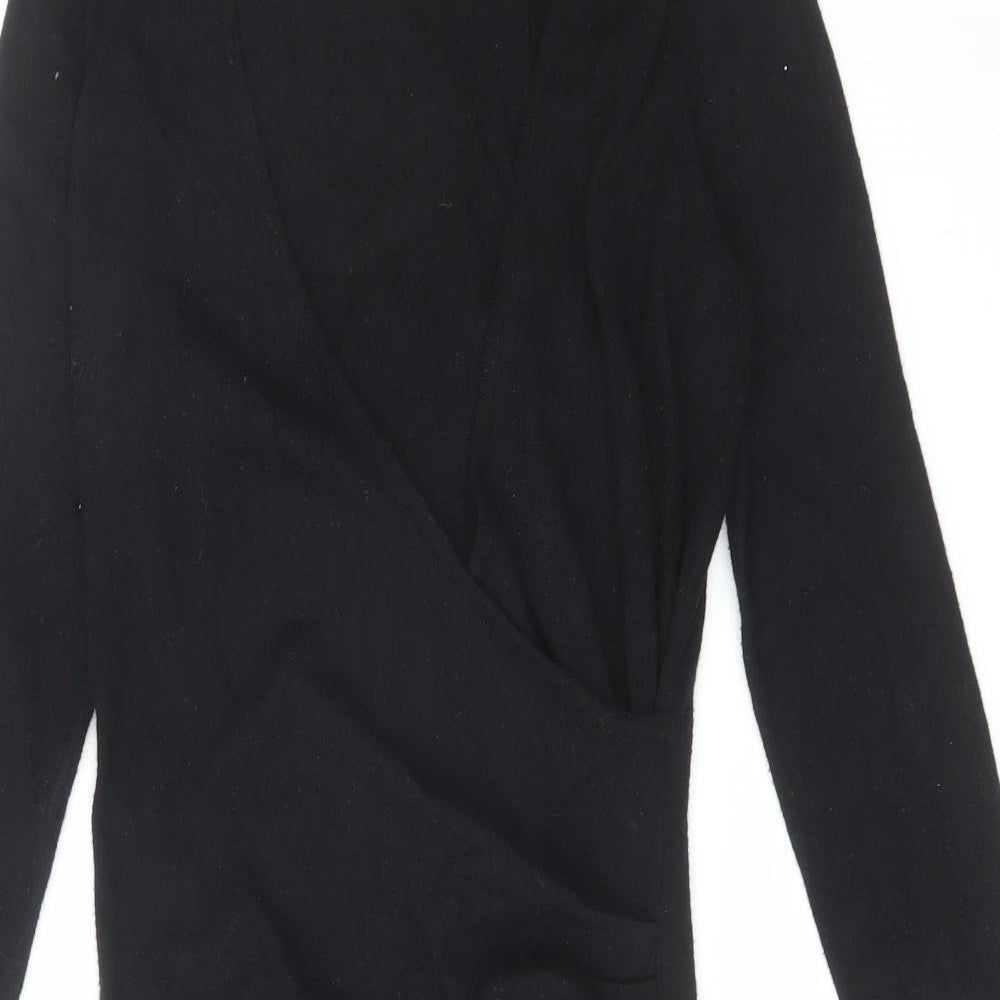 Monsoon Womens Black Striped Viscose A-Line Size 10 V-Neck Pullover