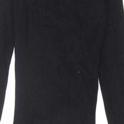 Monsoon Womens Black Striped Viscose A-Line Size 10 V-Neck Pullover