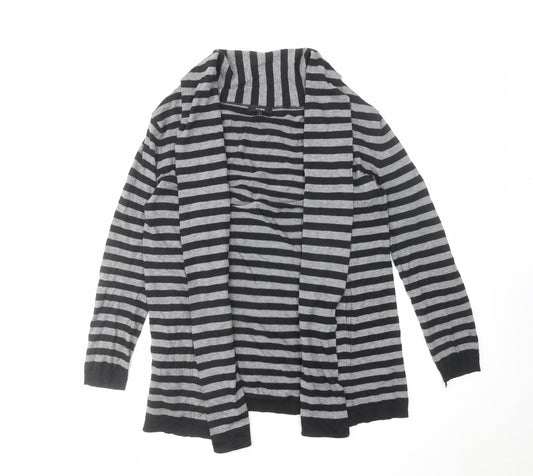 Linea Womens Grey V-Neck Striped Acrylic Cardigan Jumper Size L