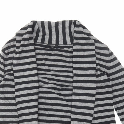 Linea Womens Grey V-Neck Striped Acrylic Cardigan Jumper Size L