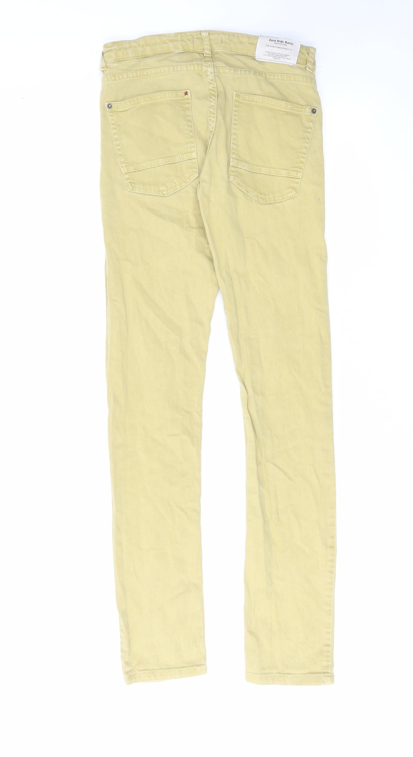Zara Girls Beige Cotton Skinny Jeans Size 13-14 Years Regular Zip