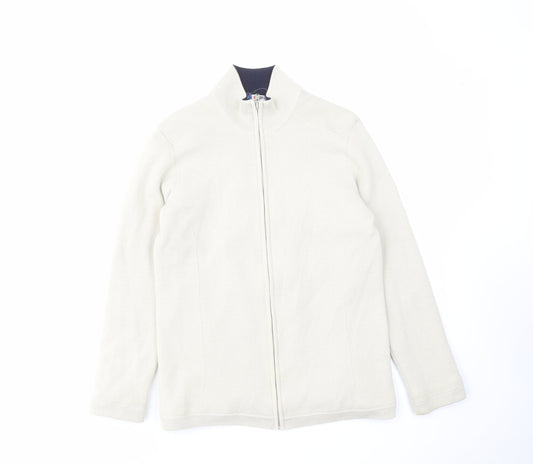 Womens UK Size 14 Marks and Spencer Beige Full Zip Jumper