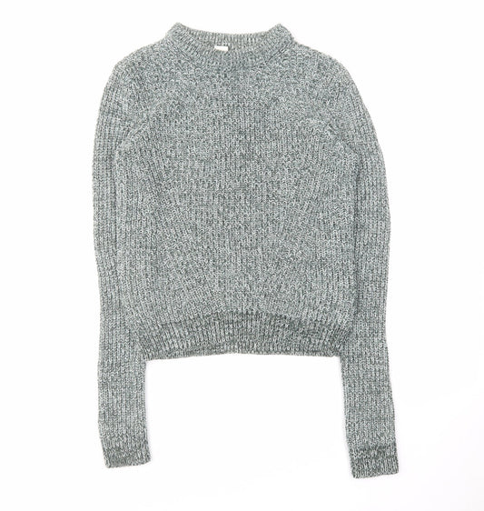 H&M Womens Green Round Neck Acrylic Pullover Jumper Size XS