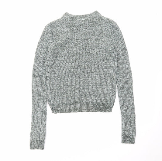 H&M Womens Green Round Neck Acrylic Pullover Jumper Size XS