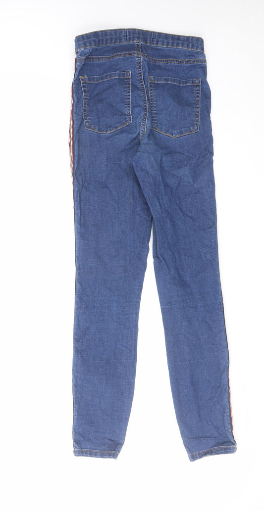 Denim & Co. Womens Blue Cotton Skinny Jeans Size 8 L27 in Regular Zip - Side Stripe Detail