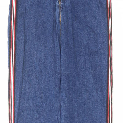 Denim & Co. Womens Blue Cotton Skinny Jeans Size 8 L27 in Regular Zip - Side Stripe Detail
