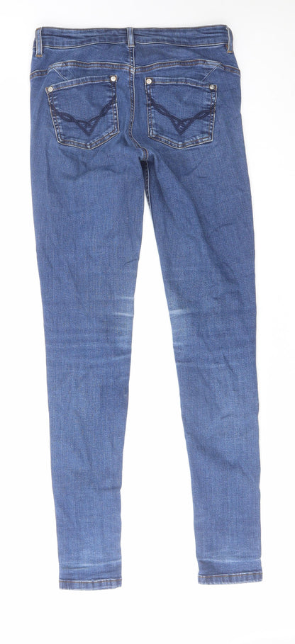 Oasis Womens Blue Cotton Skinny Jeans Size 8 L30 in Slim Zip