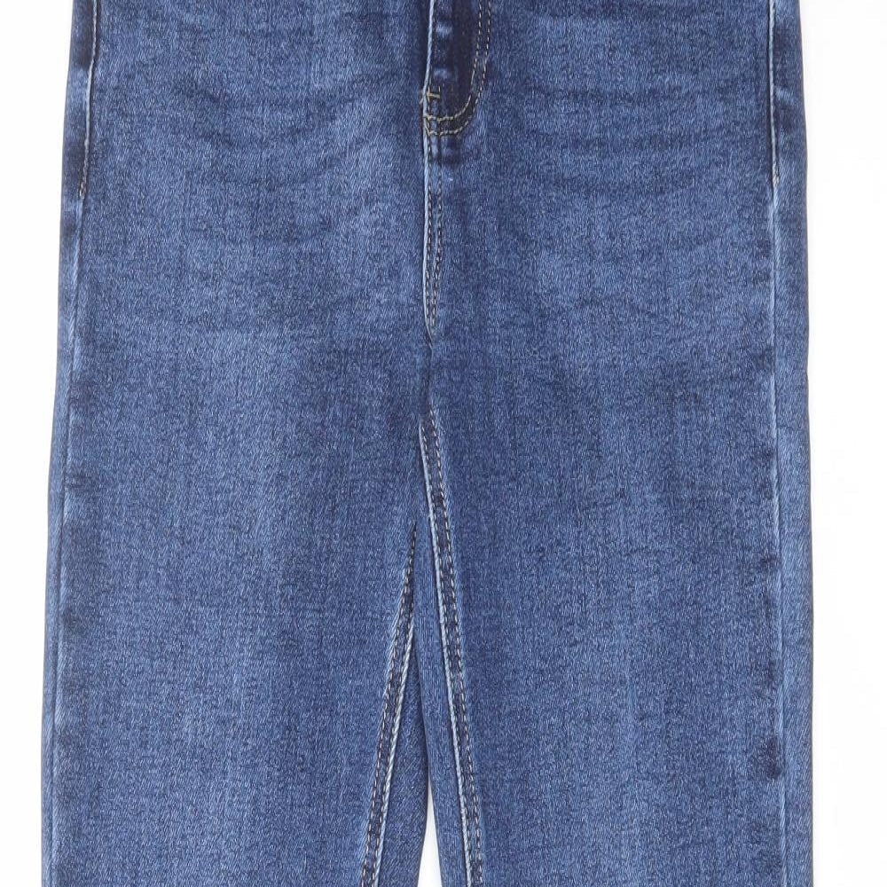 Redial Womens Blue Cotton Straight Jeans Size 10 L27 in Regular Zip - Distressed Hems