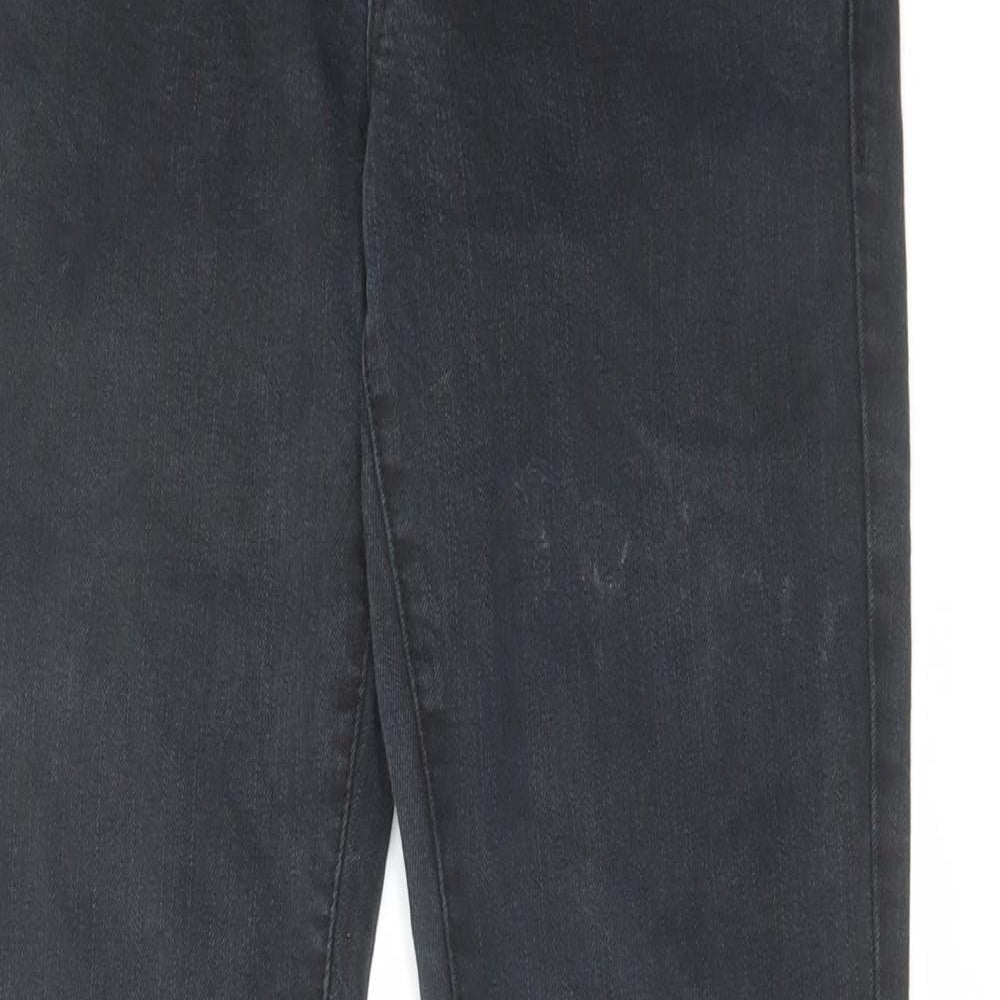 Topshop Womens Black Cotton Straight Jeans Size 28 in L30 in Regular Zip