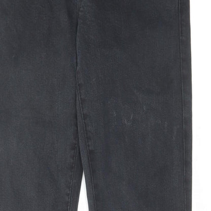 Topshop Womens Black Cotton Straight Jeans Size 28 in L30 in Regular Zip