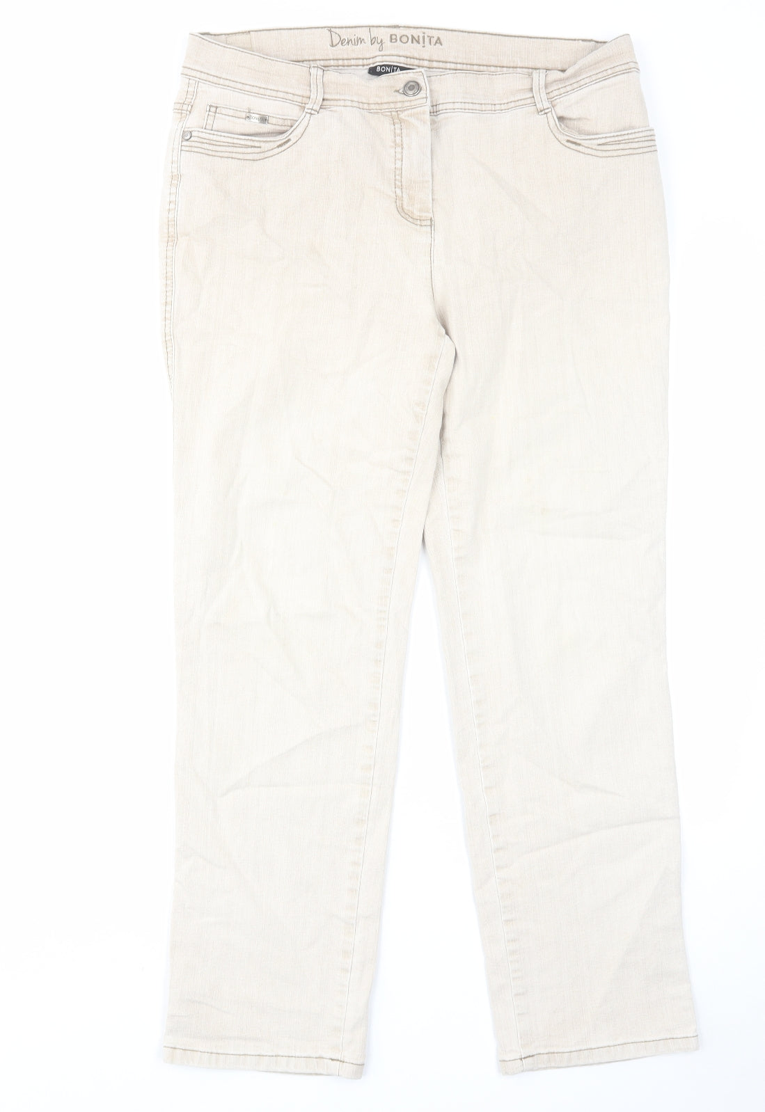 Womens UK Size 14 Bonita Regular Fit Straight Beige Jeans