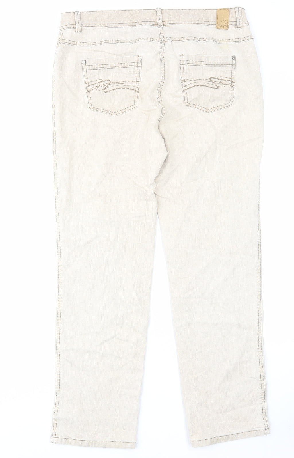 Womens UK Size 14 Bonita Regular Fit Straight Beige Jeans
