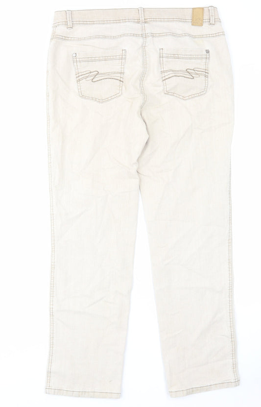 Womens UK Size 14 Bonita Regular Fit Straight Beige Jeans
