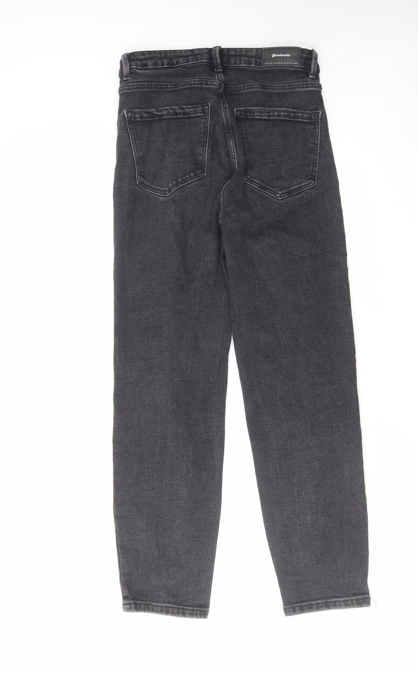 Stradivarius Womens Black Cotton Straight Jeans Size 8 L27 in Regular Zip