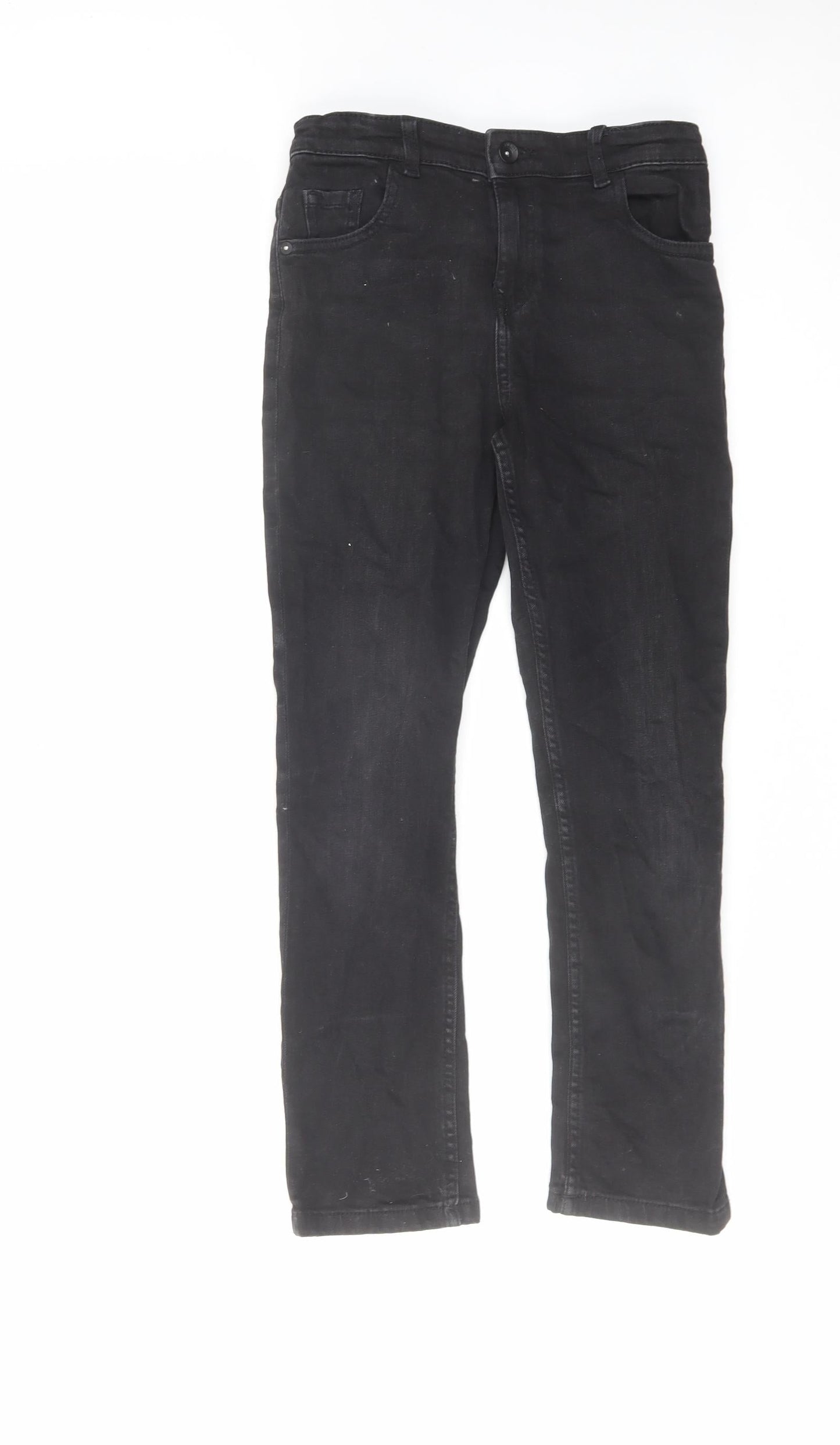 Marks and Spencer Girls Black Cotton Skinny Jeans Size 10-11 Years Regular Zip
