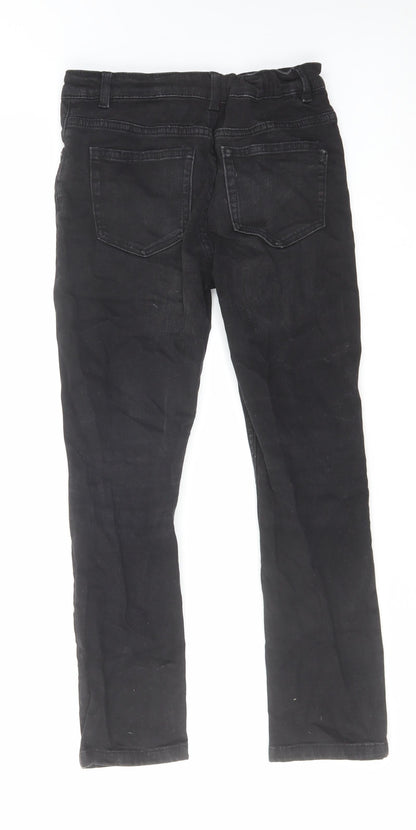 Marks and Spencer Girls Black Cotton Skinny Jeans Size 10-11 Years Regular Zip