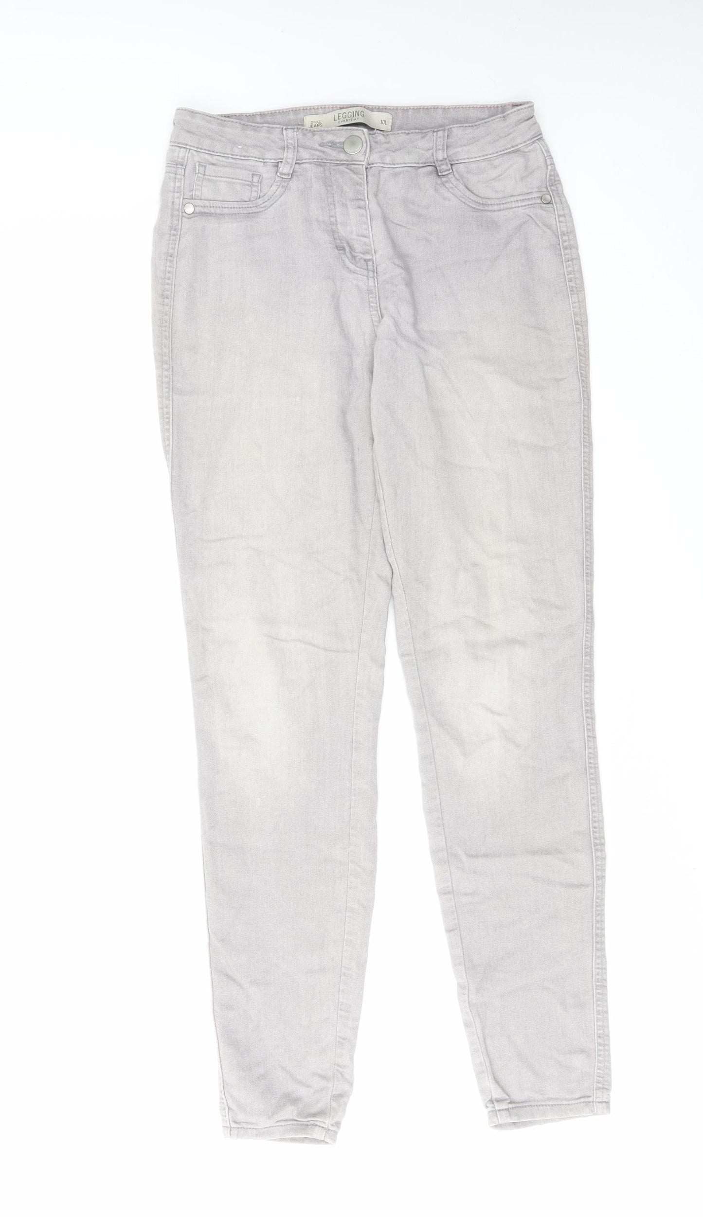 NEXT Womens Grey Cotton Skinny Jeans Size 10 L31 in Regular Zip