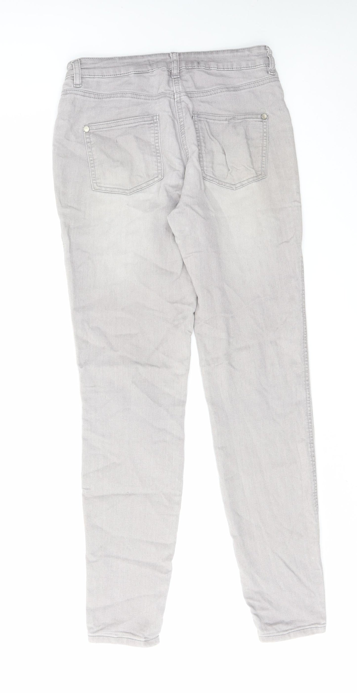 NEXT Womens Grey Cotton Skinny Jeans Size 10 L31 in Regular Zip