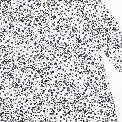 Bonmarché Womens White Geometric Viscose A-Line Size 14 Round Neck Pullover - Heart pattern