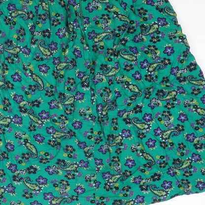 Anne Brooks Womens Green Floral Viscose Swing Skirt Size 12 Zip