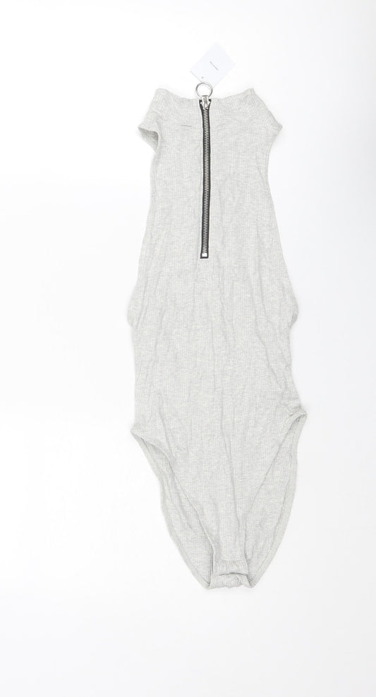 Urban Outfitters Womens Grey Cotton Bodysuit One-Piece Size XS Zip