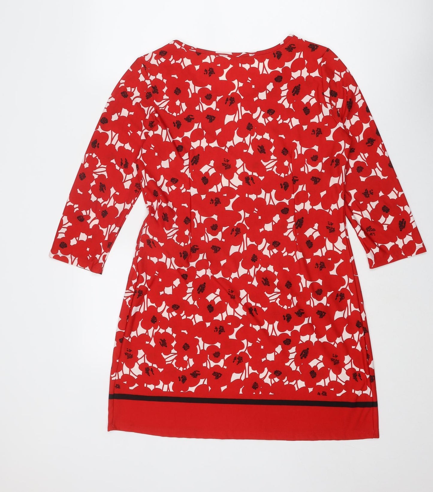 Epilogue Womens Red Floral Polyester Shift Size 12 Boat Neck Pullover