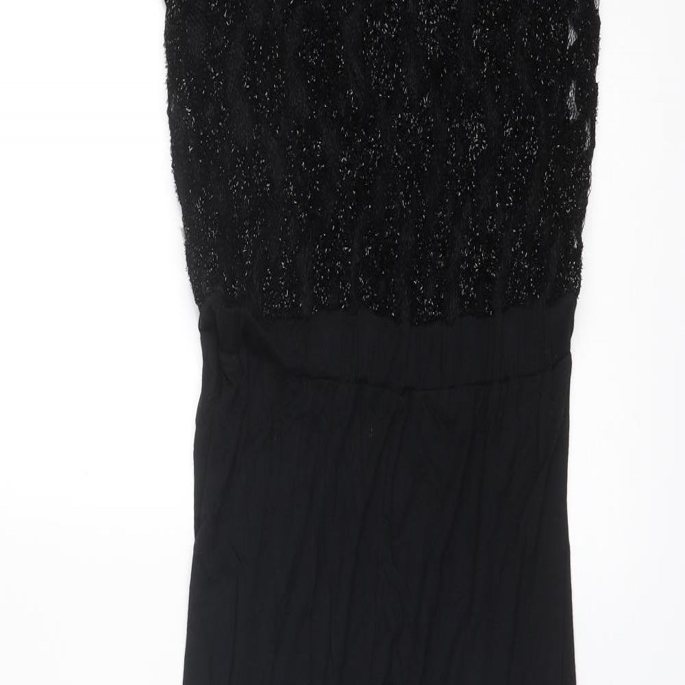 Topshop Womens Black Polyester Jumpsuit One-Piece Size 8 L29 in Button