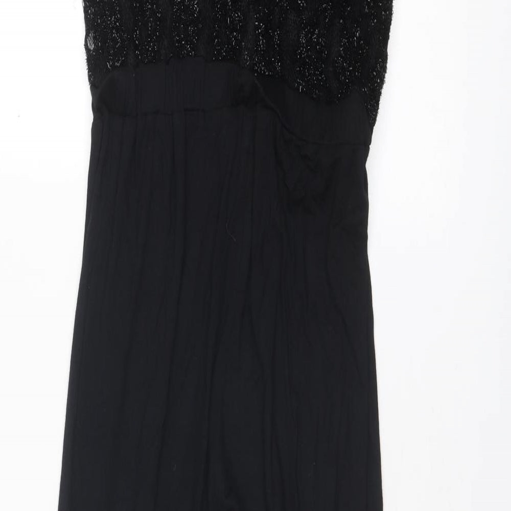 Topshop Womens Black Polyester Jumpsuit One-Piece Size 8 L29 in Button